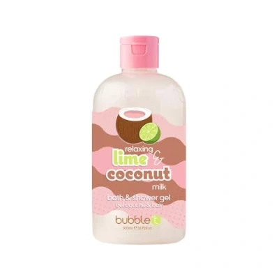Afbeelding van BubbleT Bad &amp; Doucheschuim Limoen Cocosnoot (500ml) 2 stuks Lime Kokus Smoothie Douche gel Kleurrijk Vrolijk Douchen Geur Kleur