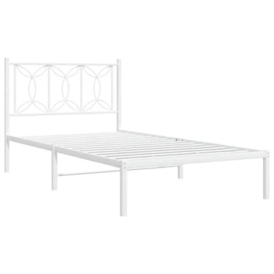 Afbeelding van Bedframe met hoofdbord metaal wit 107x203 cm