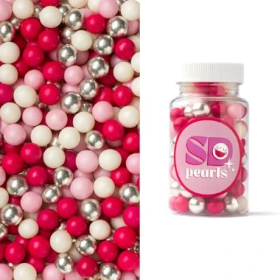 Image de SD Pearls Mélange de sucres et perles multicolores comestibles pour gâteaux, muffins cupcakes (mélange « rose vif », 90 g)