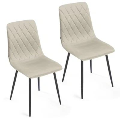 Afbeelding van Lina® Elisia Eetkamerstoelen Creme Set van 2 Velvet