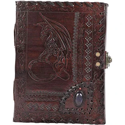 Afbeelding van OVERDOSE Draak met notitieboek in reliëf van steen Handgemaakt antiek stenen dagboek, reiscadeau voor mannen en vrouwen, schetsboek leer, afmeting 6 x 8 inch 15 20 cm
