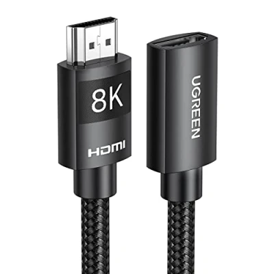 Afbeelding van UGREEN HDMI 2.1 verlengkabel 8K 60Hz stekker naar bus hoge snelheid compatibel met PS5 PS4 Pro Xbox One X PC HDTV 1 m