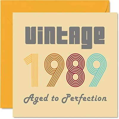Afbeelding van Verjaardagskaarten 35 jaar voor mannen en vrouwen Vintage 1989 Aged To Perfection Grappige verjaardagskaart hem haar, 145 mm x beste vriendin, mama, papa, broer, zus,