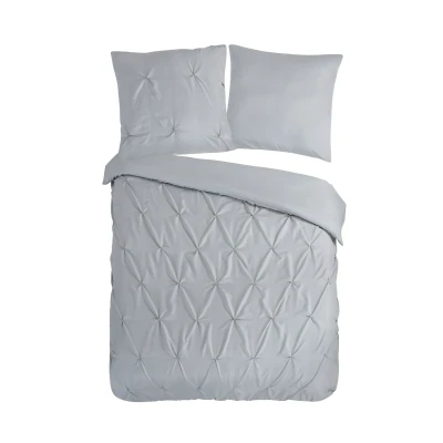 Afbeelding van Luxe Dekbedovertrek 155x220 cm Zilver Stiksel Plooien 1 Persoons Microfiber Oeko Tex Gecertificeerd