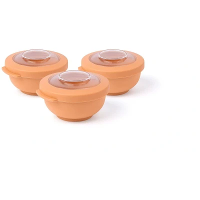 Afbeelding van Amuse Tylla Peach Snack set Perfect Afsluitbare Snackdoosjes Voor onderweg Vaatwas, magnetron, en diepvriesbestendig Oranje 3 x 200 ml