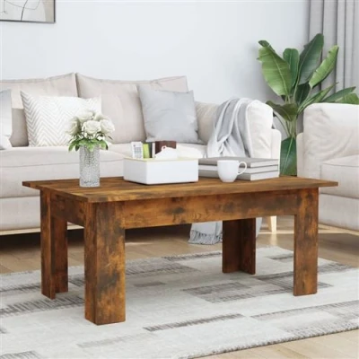 Afbeelding van Salontafel 100x60x42 cm bewerkt hout gerookt eikenkleurig