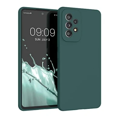Afbeelding van kwmobile telefoonhoesje geschikt voor Samsung Galaxy A53 5G Hoesje met siliconen coating Smartphone case in blauwgroen