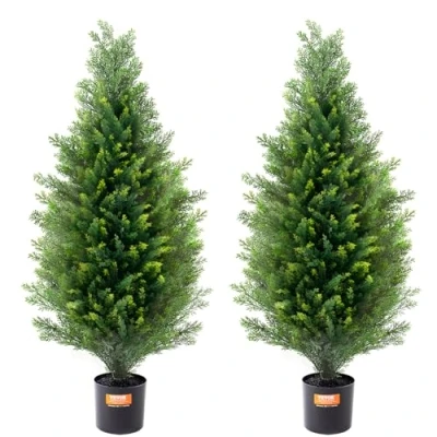 Image de VEVOR Topiaire Artificiel Cèdre 2PCS Fausse Plante Intérieur Extérieur 91,4 cm
