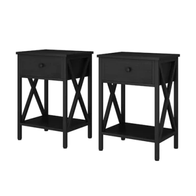 Afbeelding van Vicco Nachtkastje Keno, Zwart, 40 x 55 cm Set van 2