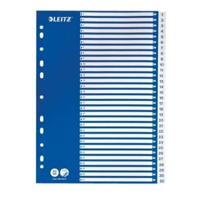 Image de Leitz intercalaires en plastique, chiffres, a4, 1 31, blanc 12526001