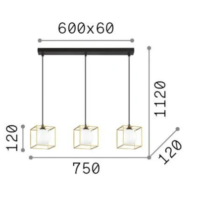 Afbeelding van Ideal Lux hanglamp Lingotto, 3 lamps, kooien, zwart