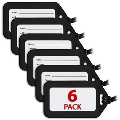 Afbeelding van MIFFLIN Bagagelabels, 6 stuks, zwart, bagagelabels voor bagage, in bulk