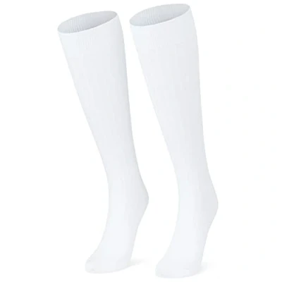 Afbeelding van CityComfort Kniekousen voor dames en heren, lang, zwart, rood, wit, Wit.
