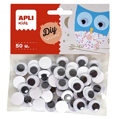 Afbeelding van APLI Kids 18254 ADH.RED.15 mm zwarte beweegbare oogzakken, 50 stuks