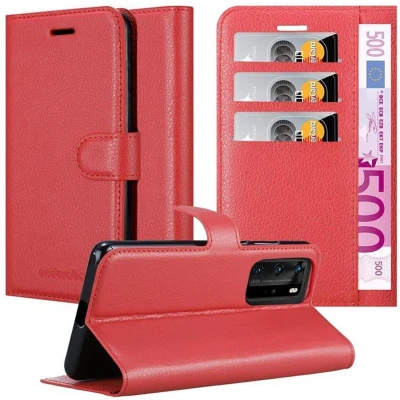 Afbeelding van Cadorabo Hoesje geschikt voor Huawei P40 in KARMIJN ROOD Beschermhoes met magnetische sluiting, standfunctie en kaartvakje Book Case Cover Etui