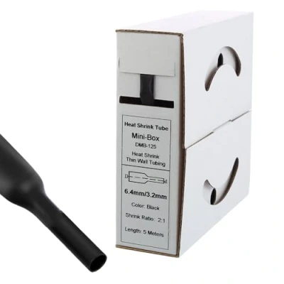 Image de Gaine thermorétractable de 5 m, 6,4 mm &gt; 3,2 mm, noir