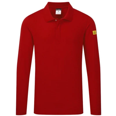 Afbeelding van Anti statische ESD Polo Lange Mouw maat S, Deep Red