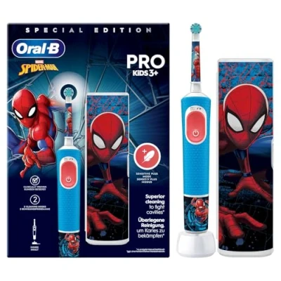 Afbeelding van Oral B Pro Kids Elektrische Tandenborstel Spiderman Editie inclusief Reisetui Voor Kinderen Vanaf 3 Jaar