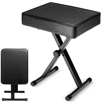 Image de CAHAYA Banc de Clavier Premium 7CM Coussin Rembourré Épaisseur X Style Piano 3 Hauteur Réglable Tabouret Chaise Siège pour Claviers Numériques Électroniques Pianos CY0296
