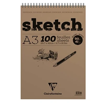 Afbeelding van Clairefontaine schetsblok 90 g/m² wit A3 100 blad