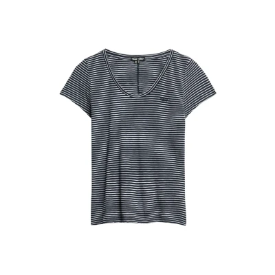 Afbeelding van Superdry Scoop NECK Tshirt print, Dames, Maat: 36, Deep navy optic stripe