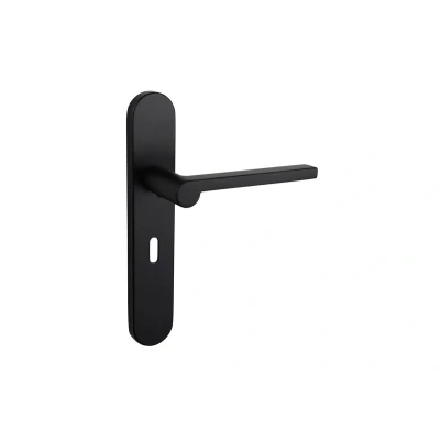 Afbeelding van Lavuzo deurkruk Caserta Zwart met afgerond schild SL56 Per set Design deurbeslag Deurklink