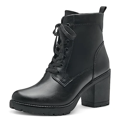Afbeelding van Marco Tozzi 2 25204 41 dameslaarzen met veters, zwart.