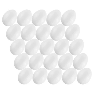 Afbeelding van MCE Commerce 25 stuks kunststof eieren 6 cm voor knutselprojecten en paasdecoratie, wit