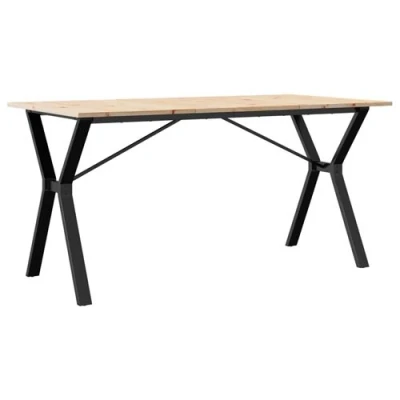 Afbeelding van vidaXL Eettafel Y frame 160x80x75 cm massief grenenhout en gietijzer