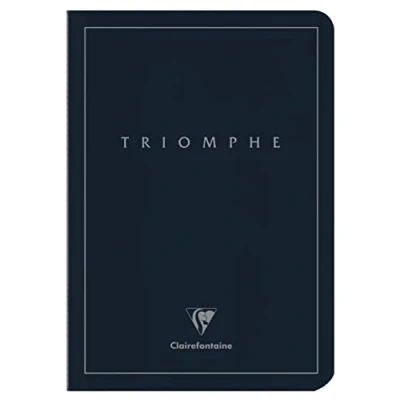 Afbeelding van Clairefontaine 37120C Collection Triomphe PLATINUM Notitieboek, genaaid, diepblauw, A5, 14,8 x 21 cm, 96 pagina&#039;s, ivoorkleurig papier, 90 g, matte gelamineerde kaartomslag, met zilveren markering