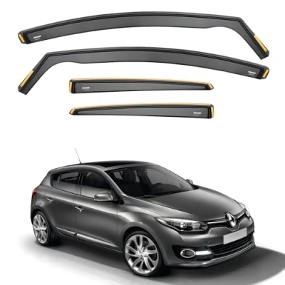 Afbeelding van iSpeed 4 stuks windschermen voor Renault Megane MK3 2008 2016 5 deurs hatchback houd je auto geventileerd in de regen vermindert windturbulentie getint type