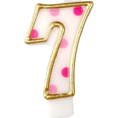 Afbeelding van Kaars 7 gespikkeld roze