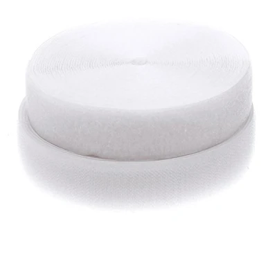 Afbeelding van TUKA 25 meter x 50 mm klittenband (25 m haak en lus m), extra sterke klittenbandsluiting, brede gespband, niet geweven om te naaien, wit, TKB5030 wit
