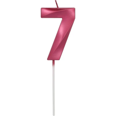 Afbeelding van Folat Kaars cijfer 7 glamour roze metallic cm