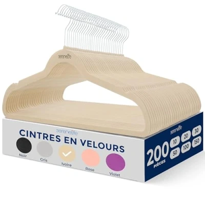 Afbeelding van SereneLife Kleerhangers Fluwelen Hangers Antislip Zware Duurzame Kledinghangers Set 200Stuks Duurzaam met 360 Draaihaak