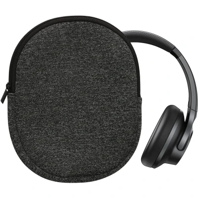 Afbeelding van kwmobile hoes geschikt voor headset / Overear headphone 24 x 19 cm Beschermhoes in antraciet wit Van neopreen