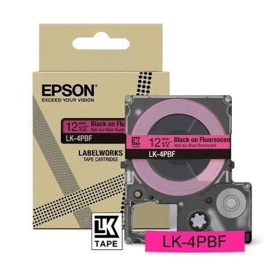 Image de Cartouche d&#039;encre Epson LK 4PBF pour LabelWorks LW C410 et C610 Noir sur Rose fluorescent