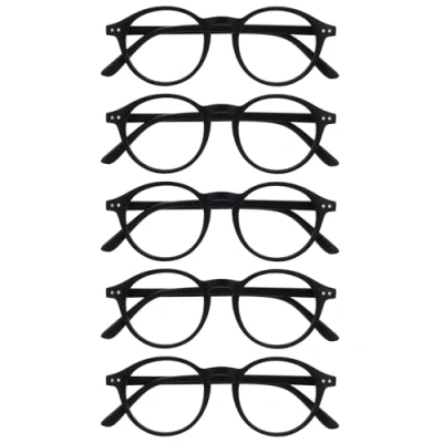Afbeelding van OPULIZE REY Lunettes de lecture Lot 5 Monture ronde rétro Noir mat Homme Femme Charnières à ressort RRRRR56 1 +3,50