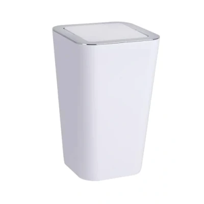 Afbeelding van WENKO Candy afvalemmer met schommeldeksel, inhoud 6 l, 18 x 28,5 cm, wit