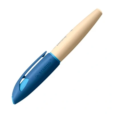 Afbeelding van STABILO Easybirdy Timber Vulpen, ergonomische vulpen voor rechtshandigen, met veer beginners, blauw, incl. patroon