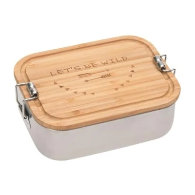 Image de LÄSSIG Boîte à déjeuner pour enfants en acier inoxydable et bambou École maternelle durable/Lunchbox Stainless Steel Bamboo Adventure
