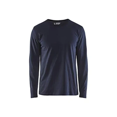 Afbeelding van T shirt lange mouw ronde hals donker marineblauw