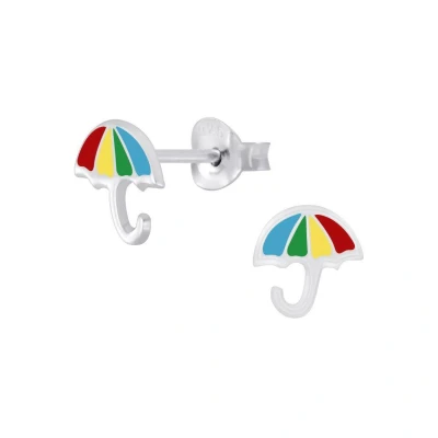 Afbeelding van zilveren paraplu kinderoorbellen rainbow oorknopjes Meisje Zilver Zilverana Sterling 925 Silver