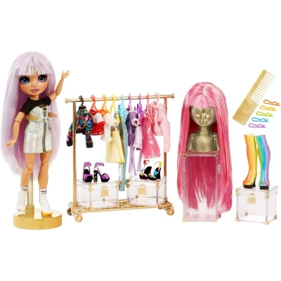 Afbeelding van Rainbow High Studio de Mode Exclusieve pop met mode, accessoires en 2 sprankelende pruiken Creëer meer dan 300 looks