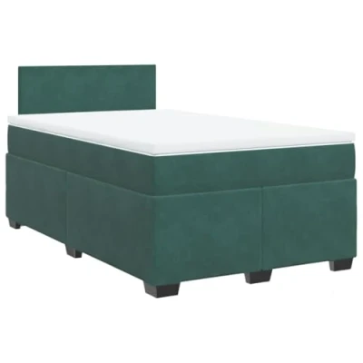 Image de vidaXL Sommier à lattes de lit et matelas Vert foncé 120x200cm Velours