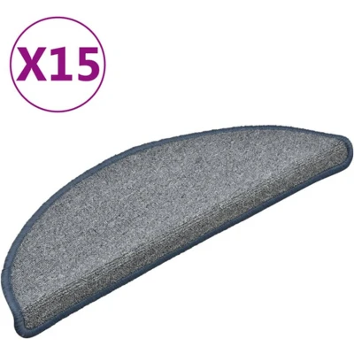 Afbeelding van Trapmatten 15 st 56x17x3 cm lichtgrijs en blauw