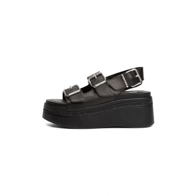 Afbeelding van Tommy Jeans Sandalen met sleehak, Dames, Maat: 39, Black Leer