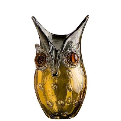 Afbeelding van Gilde Glas Vaas Uil, grijsbruin