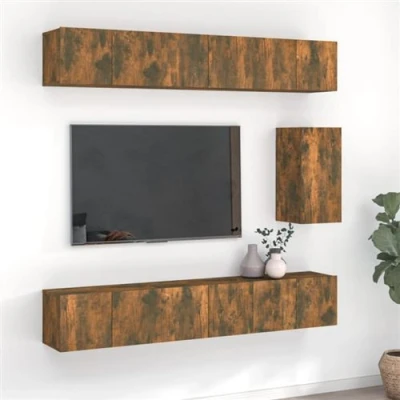 Afbeelding van vidaXL 7 delige Tv meubelset bewerkt hout gerookt eikenkleurig