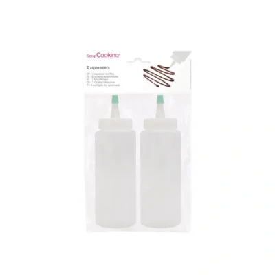 Afbeelding van Transparante Knijpflessen Spuitflessen Doseerflessen 2x 400 ml